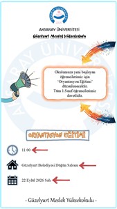 2026-2027 Eğitim Öğretim Yılı Oryantasyon Eğitimi