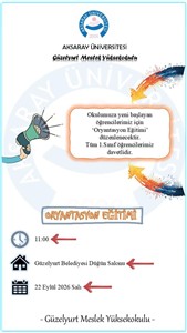 2026-2027 Eğitim Öğretim Yılı Oryantasyon Eğitimi